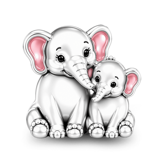 Gnoce Elephant Mother And Baby Charm Bead Platinum‑plated Silver Blend_1