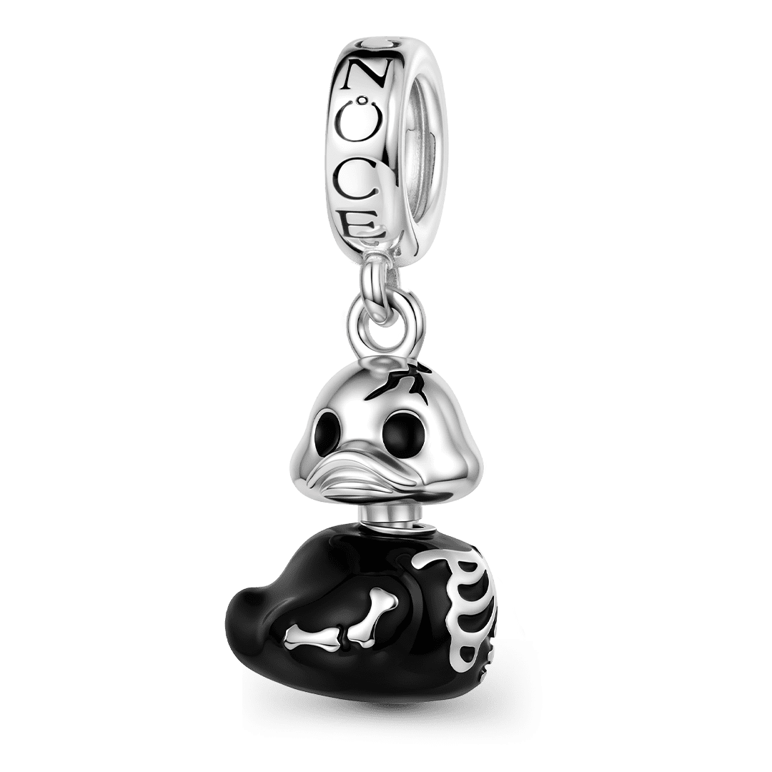 Gnoce Halloween Skeleton Duck Dangle Charm Platinum‑plated Silver Blend_6