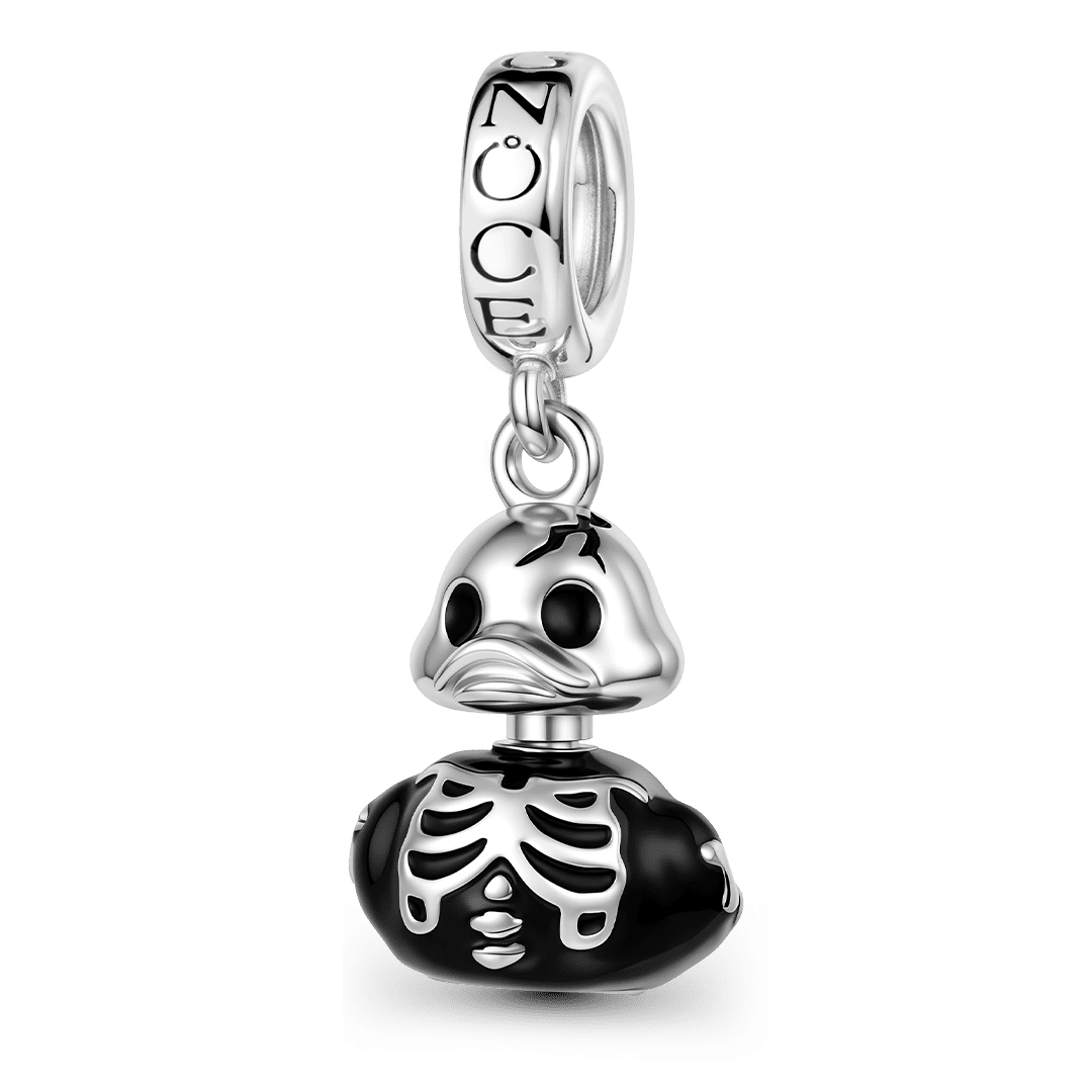 Gnoce Halloween Skeleton Duck Dangle Charm Platinum‑plated Silver Blend_2