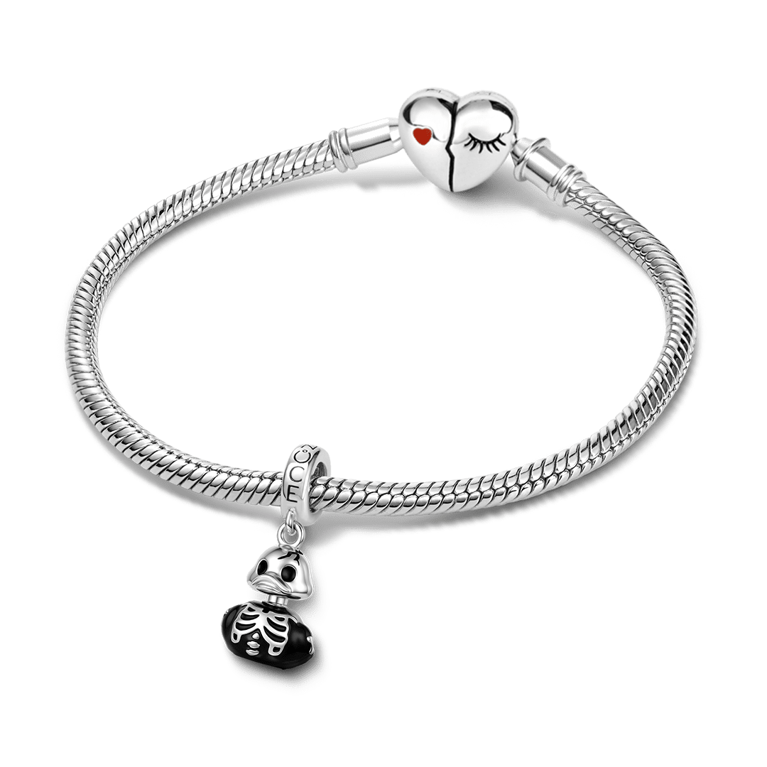 Gnoce Halloween Skeleton Duck Dangle Charm Platinum‑plated Silver Blend_4