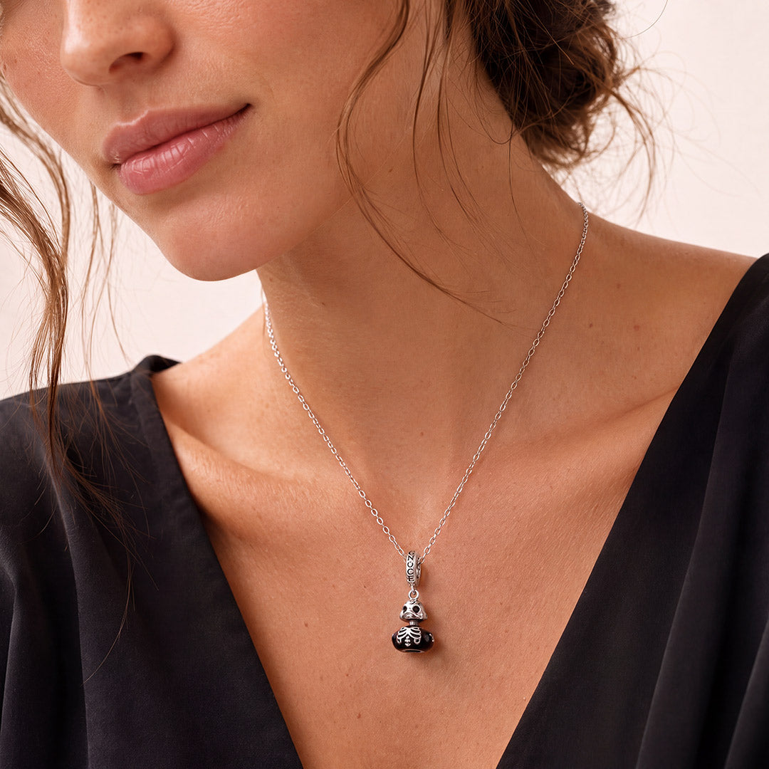 Gnoce Halloween Skeleton Duck Dangle Charm Platinum‑plated Silver Blend_3