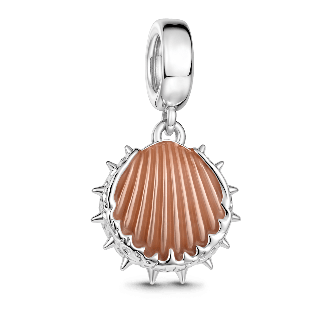 Gnoce Halloween Spiky Seashell Dangle Charm Platinum‑plated Silver Blend_5