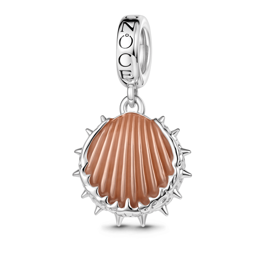 Gnoce Halloween Spiky Seashell Dangle Charm Platinum‑plated Silver Blend_1