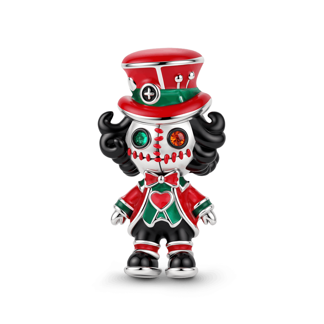 Gnoce Halloween Evil Magician Doll Bead Charm Platinum‑plated Silver Blend_1