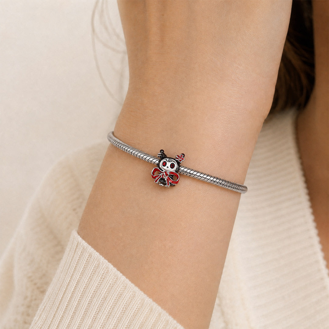 Gnoce Halloween Little Devil Bead Charm Platinum‑plated Silver Blend_2