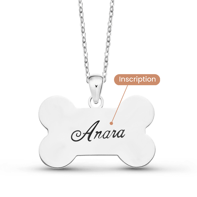 Gnoce Custom Dog Bone Photo Necklace with Paw Birthstone_3