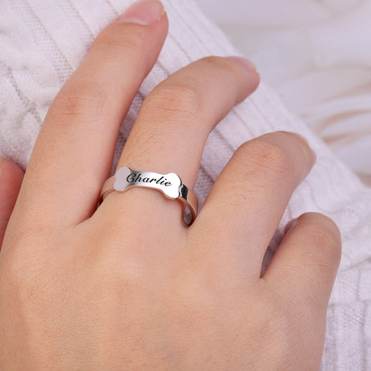 Gnoce "Pet love" Personalized Name Ring 925 Sterling Silver For Pet Lover_2