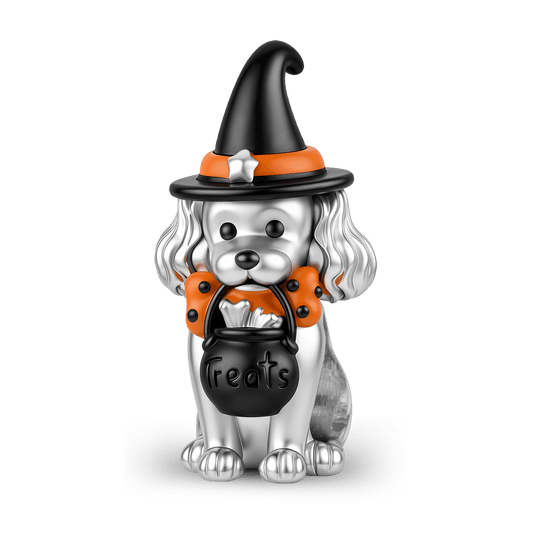 Gnoce Halloween Engravable Witch Dog Bead Charm Platinum‑plated Silver Blend_1