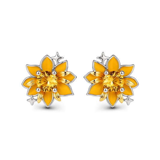 Gnoce Bee Garden Series Sunflower Single Stud Earring Platinum‑plated Silver Blend_1