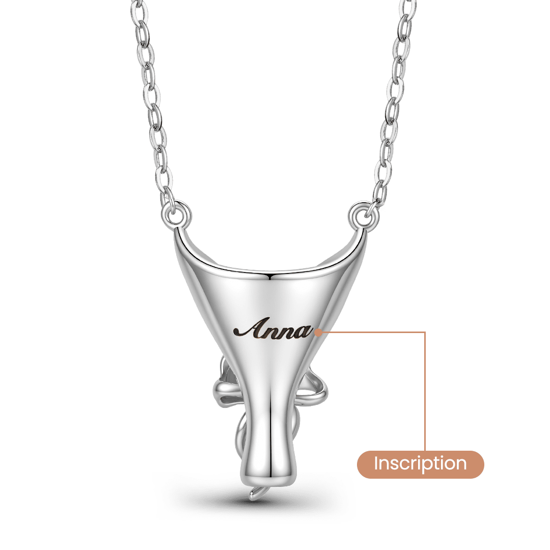 Gnoce Engravable Birthstone Bouquet Pendant Necklace Platinum‑plated Silver Blend_4
