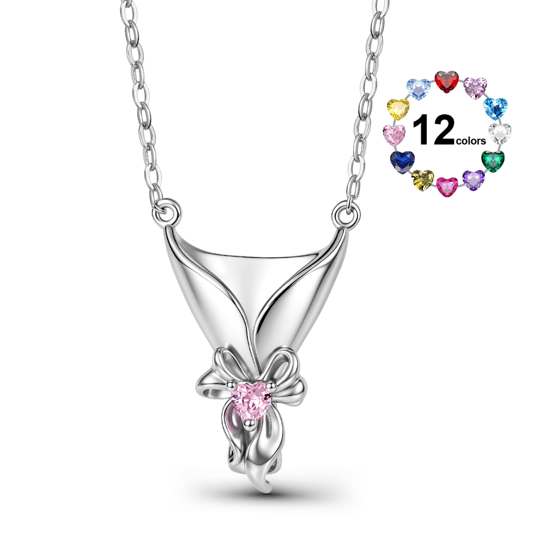 Gnoce Engravable Birthstone Bouquet Pendant Necklace Platinum‑plated Silver Blend_1