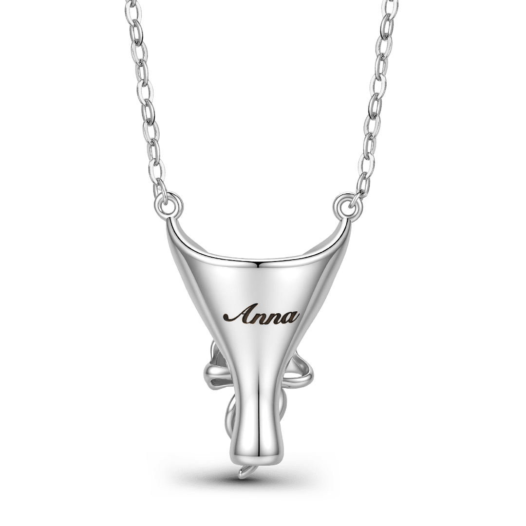 Gnoce Engravable Birthstone Bouquet Pendant Necklace Platinum‑plated Silver Blend_7