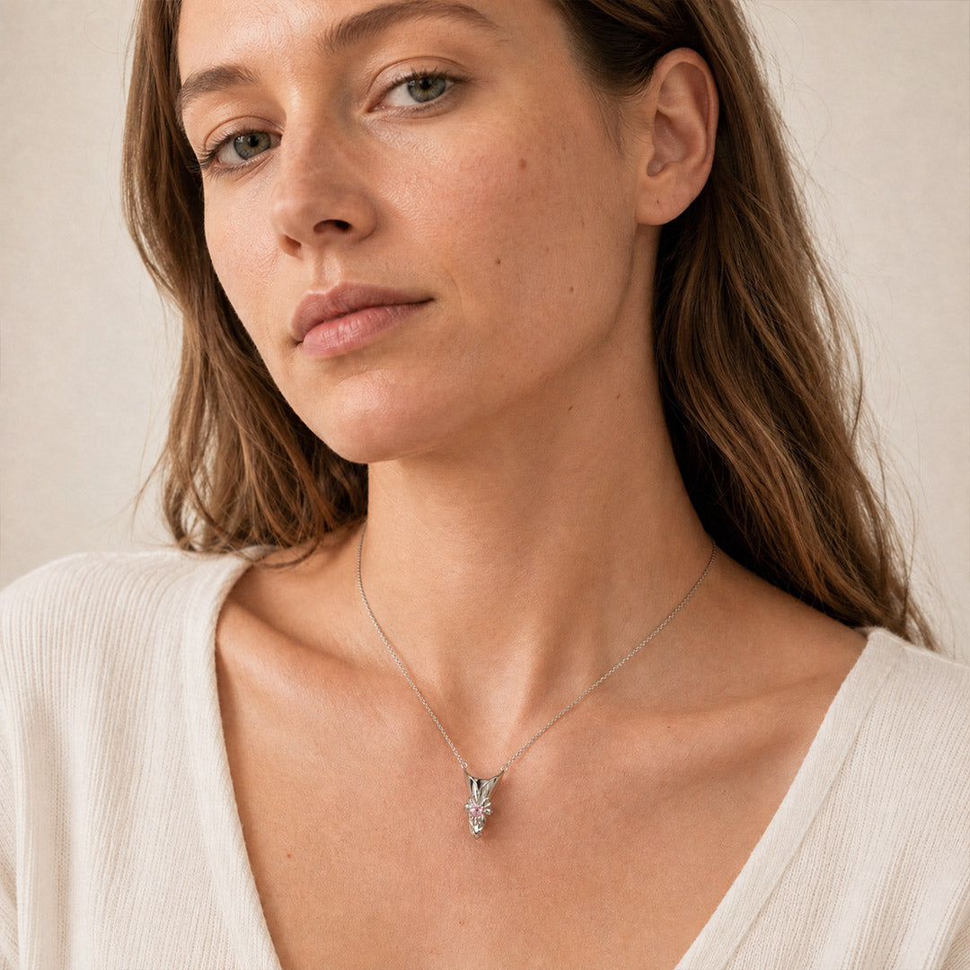 Gnoce Engravable Birthstone Bouquet Pendant Necklace Platinum‑plated Silver Blend_5
