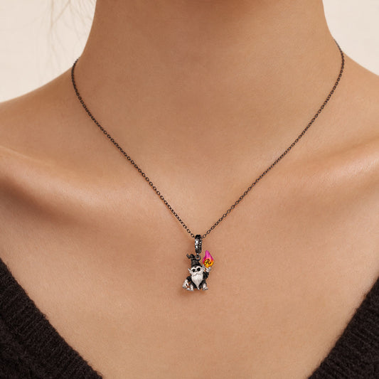 Gnoce Glow-in-the-dark Initial Personalized Black Goblin Contract Clasp Dangle Charm Platinum‑plated Silver Blend_3
