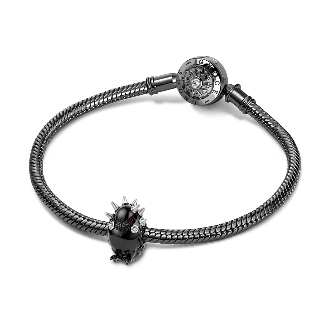 Gnoce Halloween Cyberpunk Thorn Raven Spacer Bead Charm Platinum‑plated Silver Blend_3