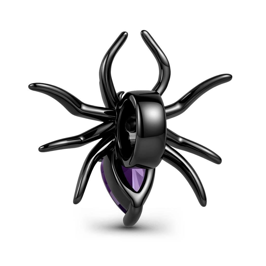 Gnoce Halloween Birthstone Spider Spacer Bead Charm Platinum‑plated Silver Blend_6