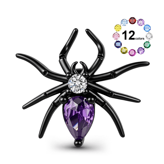 Gnoce Halloween Birthstone Spider Spacer Bead Charm Platinum‑plated Silver Blend_1