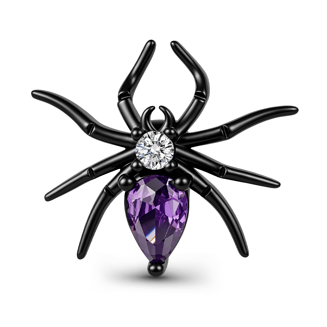 Gnoce Halloween Birthstone Spider Spacer Bead Charm Platinum‑plated Silver Blend_5