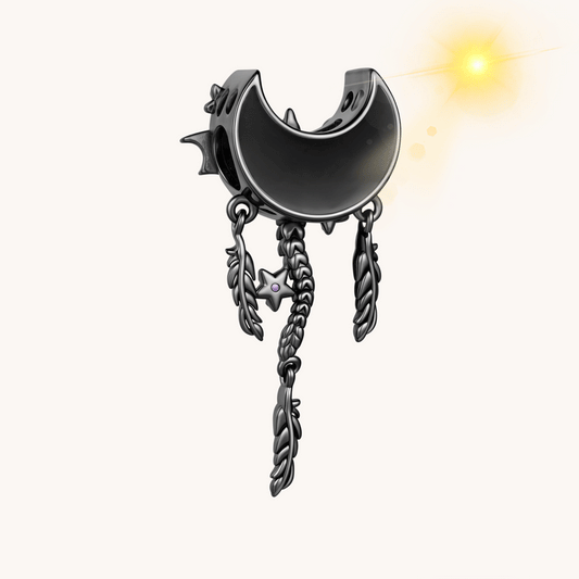 Gnoce Halloween Black Dragon Moon Dreamcatcher Engravable Name Bead Platinum‑plated Silver Blend_1