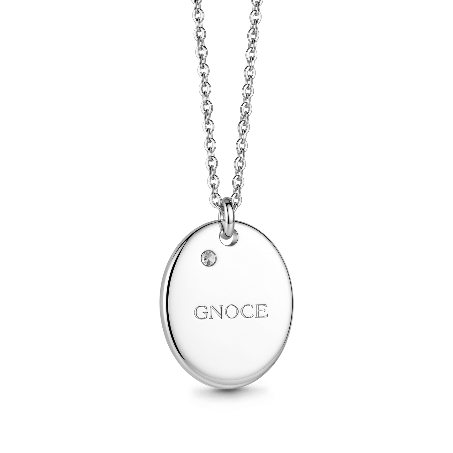 Gnoce Name Personalized Birth Flower Birthstone Oval Pendant Necklace Platinum-plated Silver Blend_5