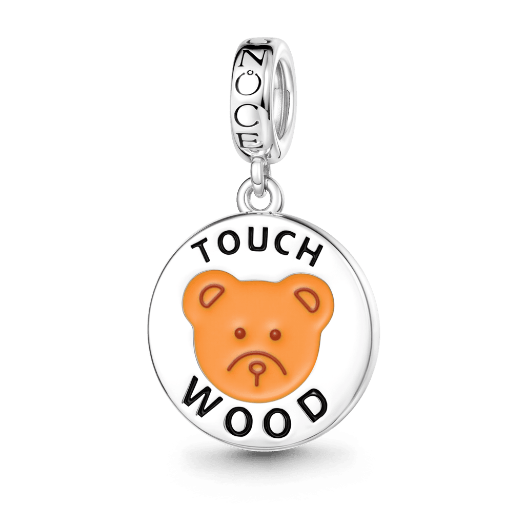 Gnoce Touch Wood Lucky Bear Dangle Charm Platinum-plated Silver Blend_1
