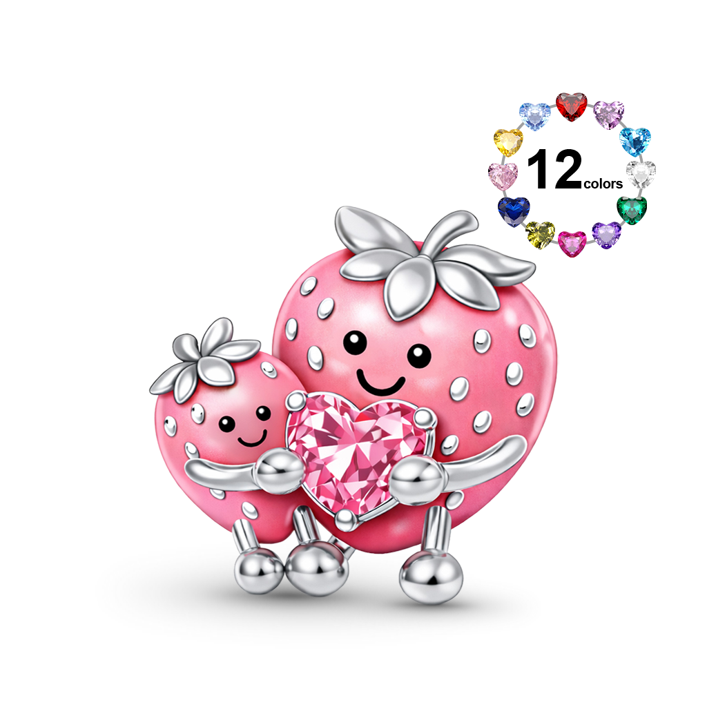 Gnoce Strawberry Mom Embrace Birthstone Charm_1