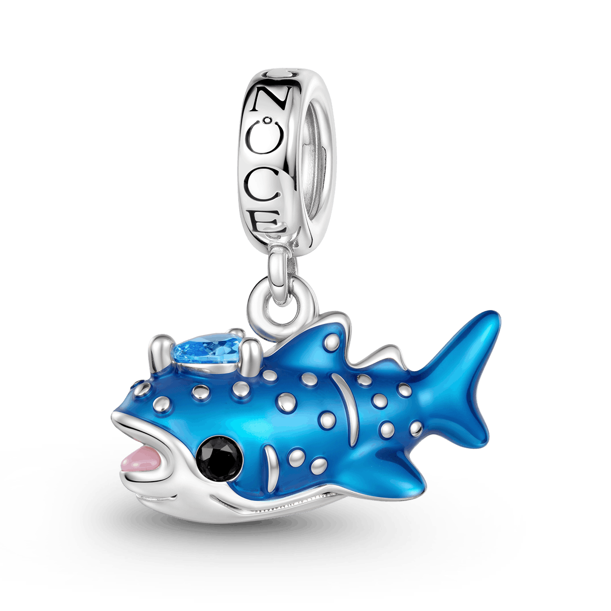 Gnoce Blue Whale Shark Charm Platinum-plated Silver Blend_1