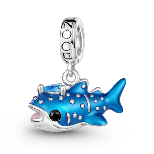 Gnoce Blue Whale Shark Charm Platinum-plated Silver Blend_1