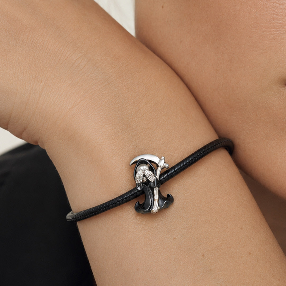 Gnoce Halloween See No Evil Grim Reaper Bead Platinum‑plated Silver Blend_2