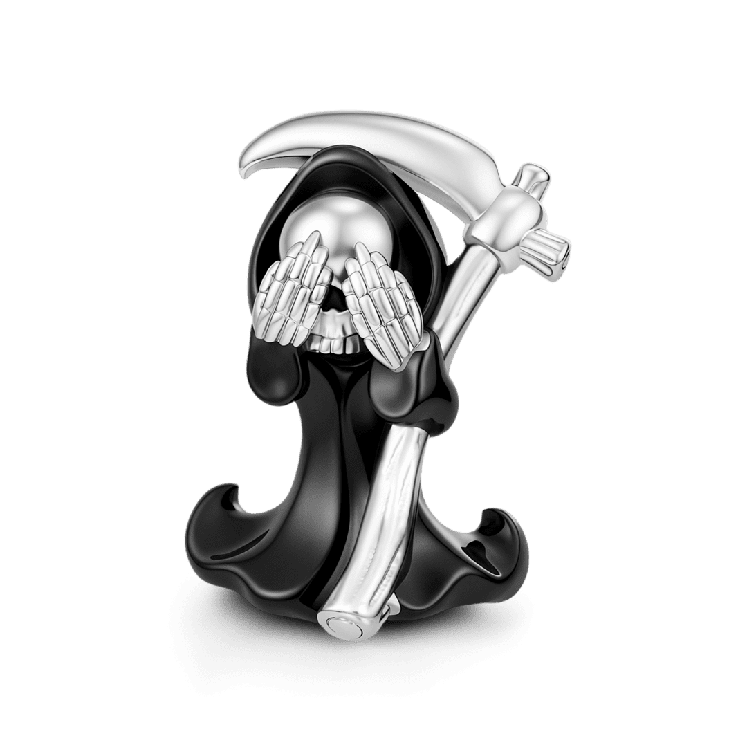 Gnoce Halloween See No Evil Grim Reaper Bead Platinum‑plated Silver Blend_1