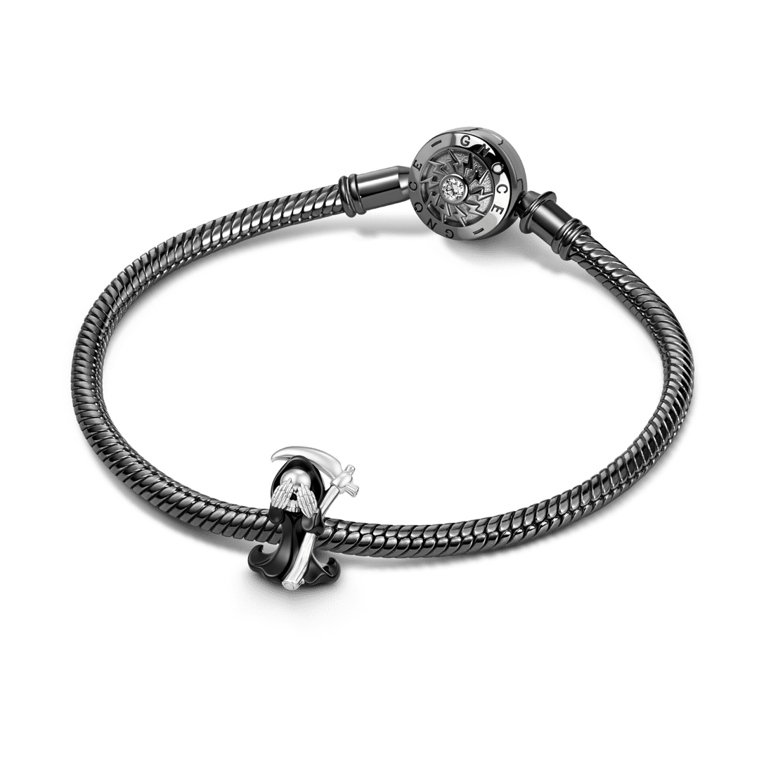 Gnoce Halloween See No Evil Grim Reaper Bead Platinum‑plated Silver Blend_3