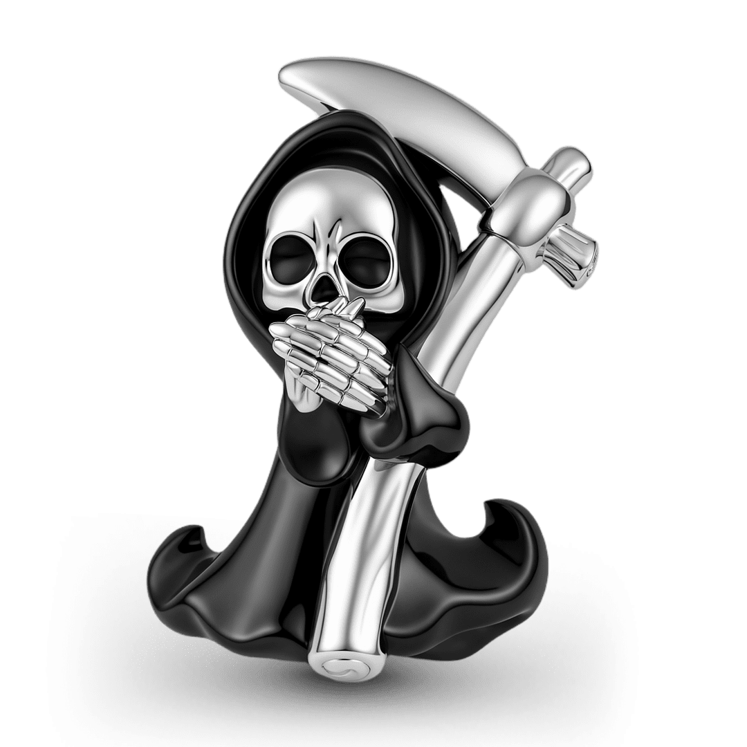 Gnoce Halloween Speak No Evil Grim Reaper Bead Charm Platinum‑plated Silver Blend_1
