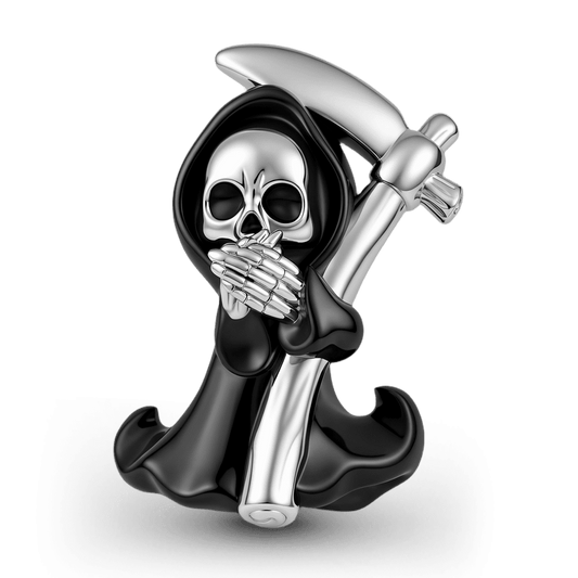 Gnoce Halloween Speak No Evil Grim Reaper Bead Charm Platinum‑plated Silver Blend_1