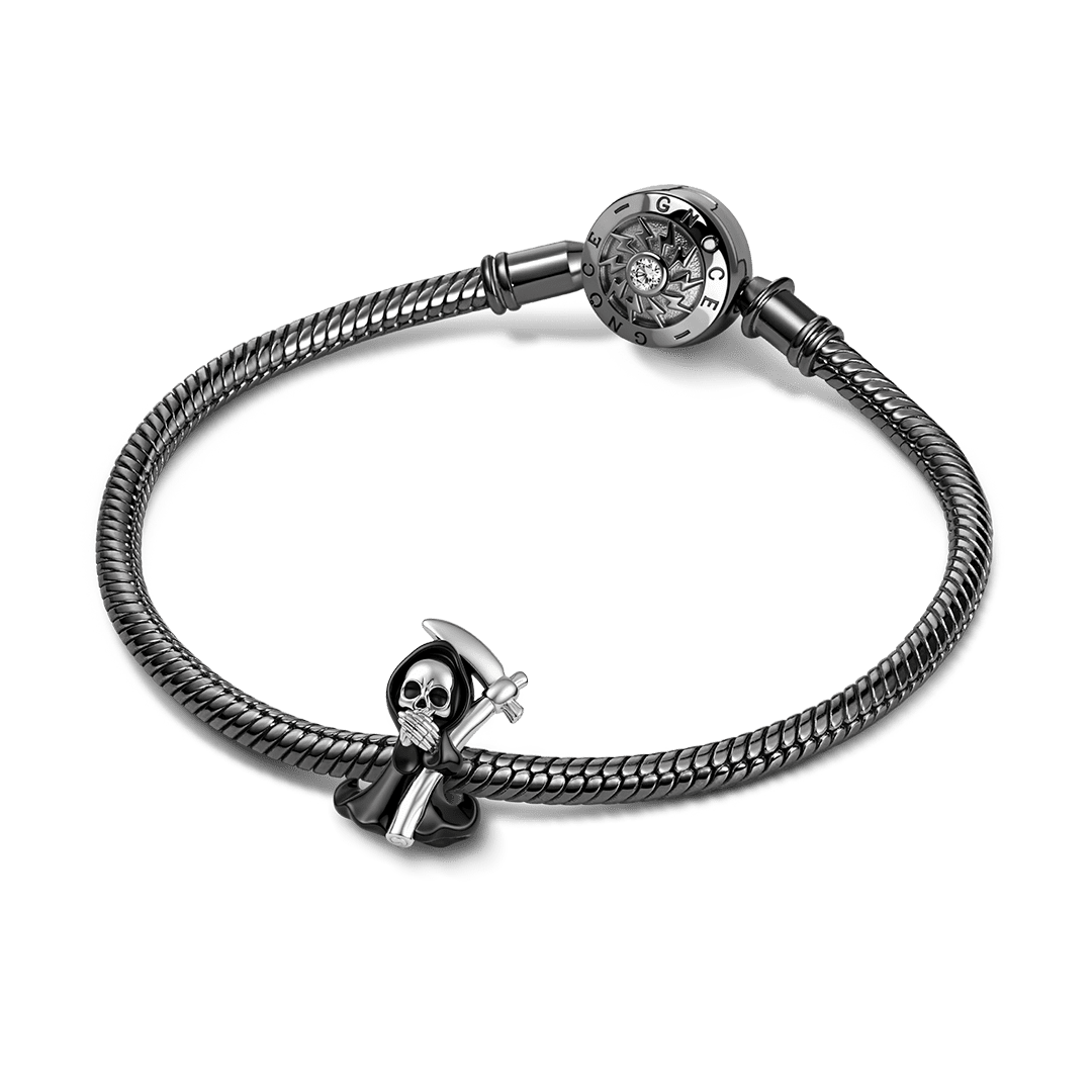 Gnoce Halloween Speak No Evil Grim Reaper Bead Charm Platinum‑plated Silver Blend_3