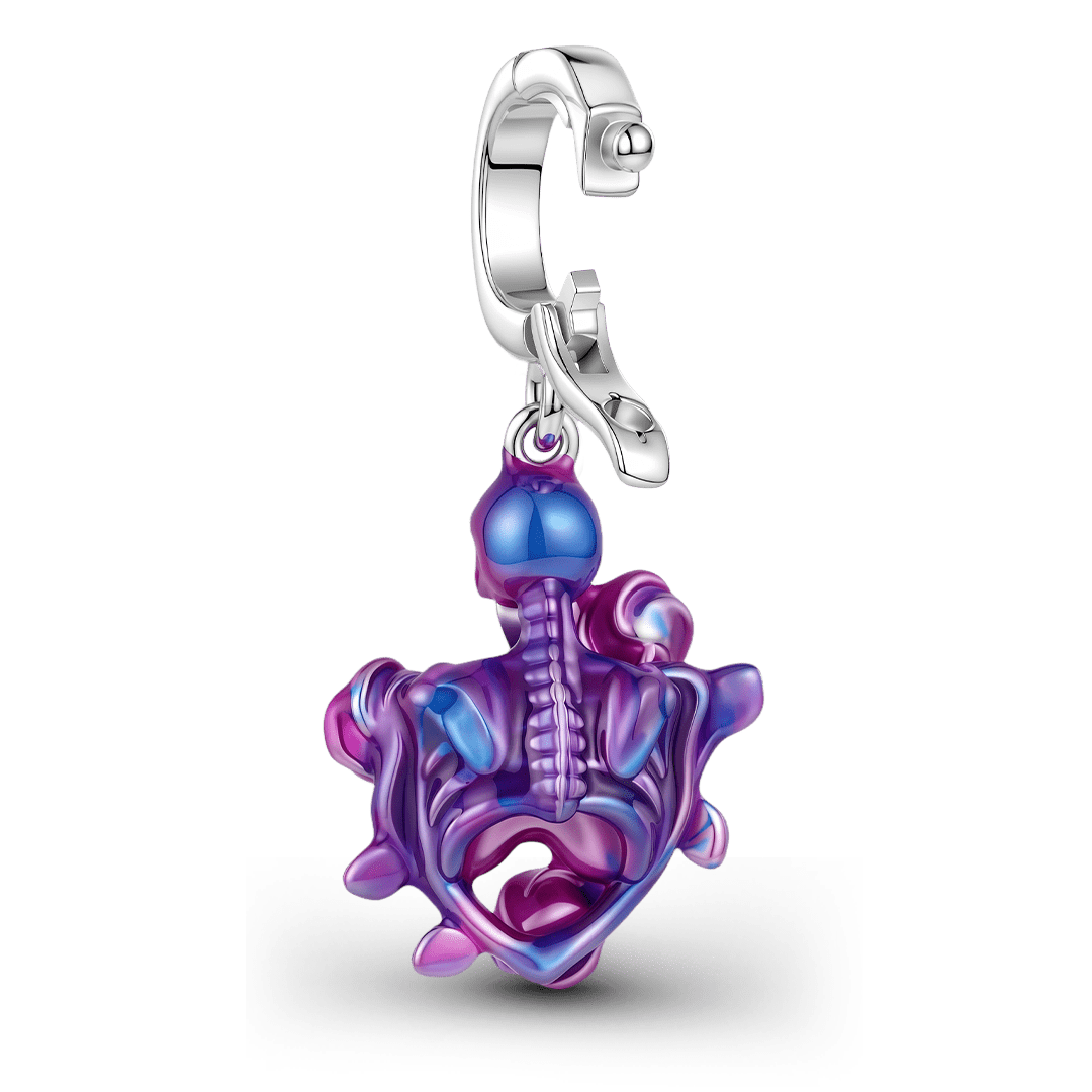 Gnoce Halloween Rainbow Gothic Skeleton Clasp Dangle Charm Platinum‑plated Silver Blend_5