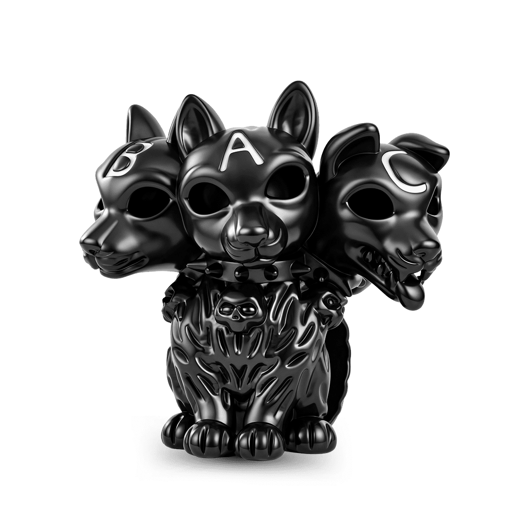 Gnoce Halloween Cerberus Initial Personalized Bead Platinum‑plated Silver Blend_1