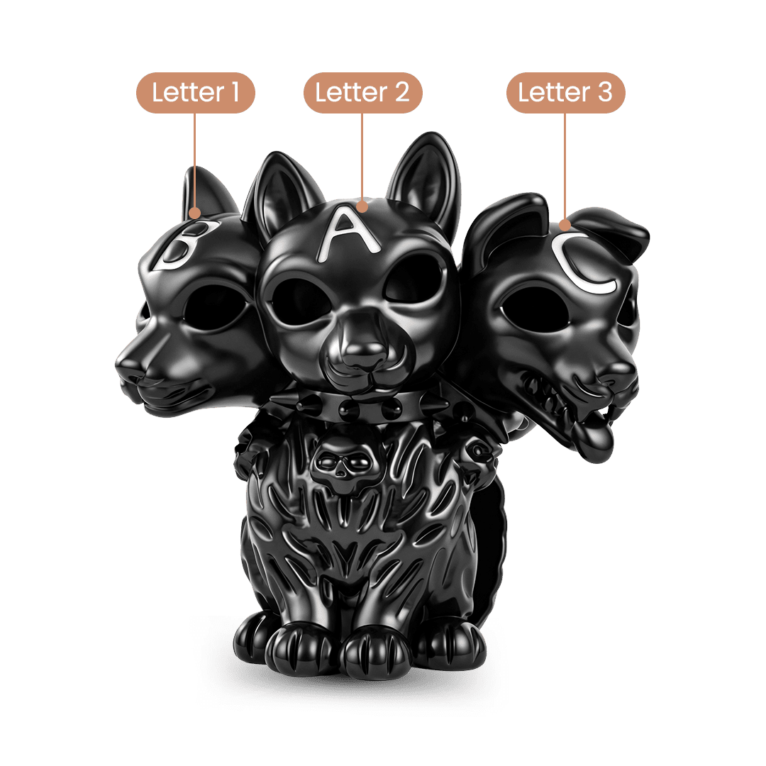 Gnoce Halloween Cerberus Initial Personalized Bead Platinum‑plated Silver Blend_4