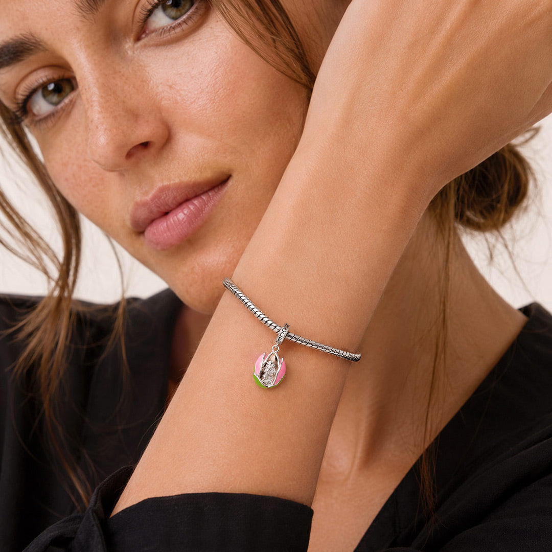 Gnoce Mothers Day Tulip Bird Clasp Dangle Charm Platinum‑plated Silver Blend_2