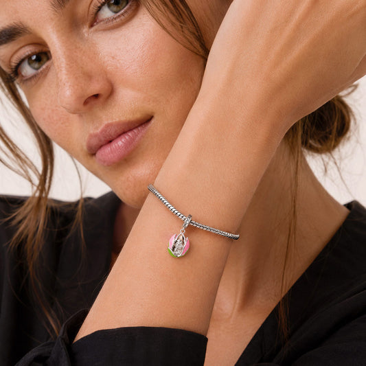 Gnoce Mothers Day Tulip Bird Clasp Dangle Charm Platinum‑plated Silver Blend_2