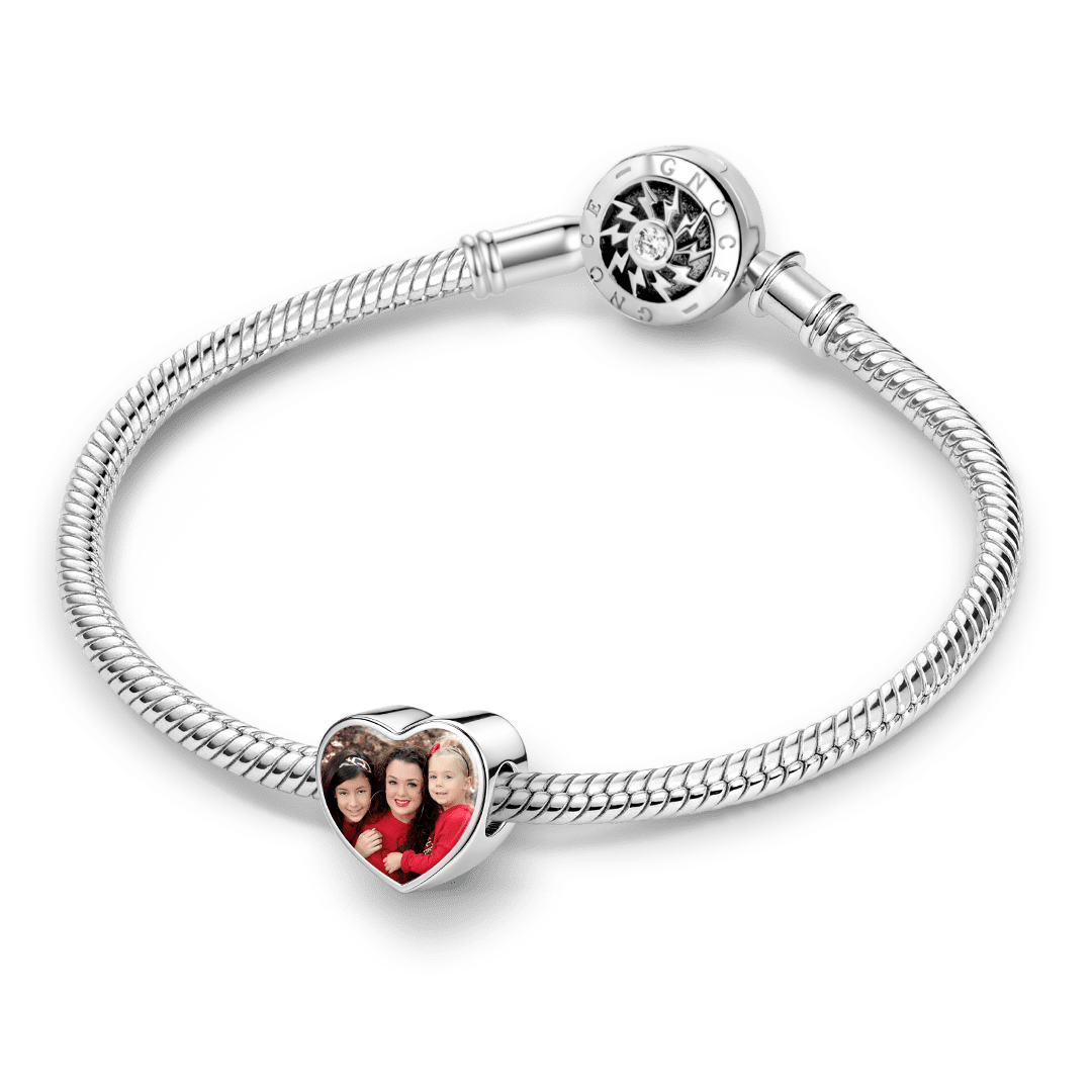 Gnoce Photo Personalized Family Heart Bead Stainless Steel_3