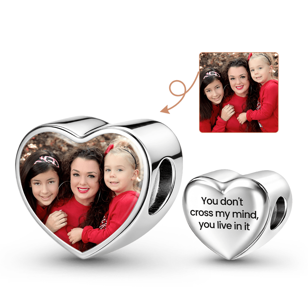 Gnoce Photo Personalized Family Heart Bead Stainless Steel_1
