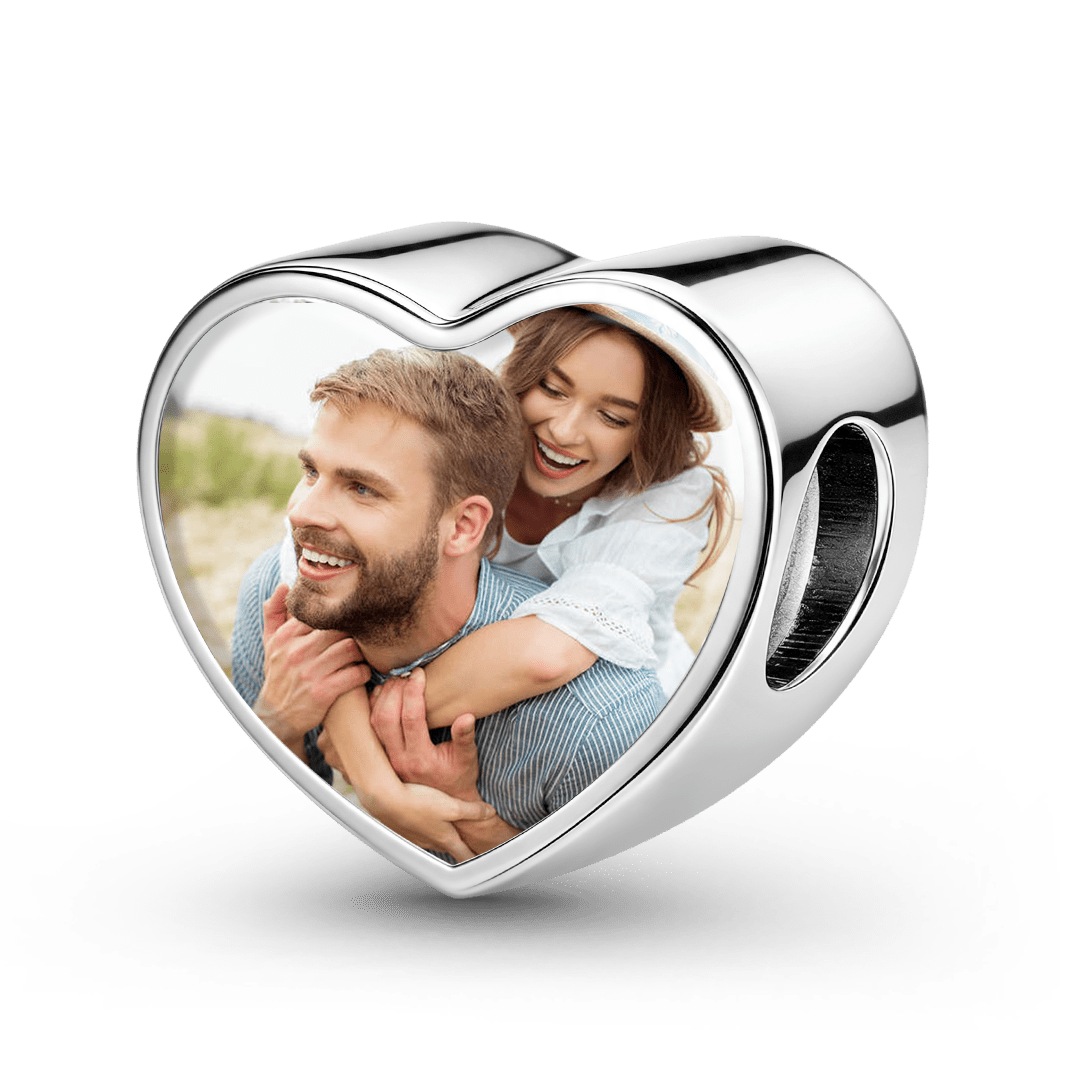 Gnoce Photo Personalized Couple Heart Bead Stainless Steel_5