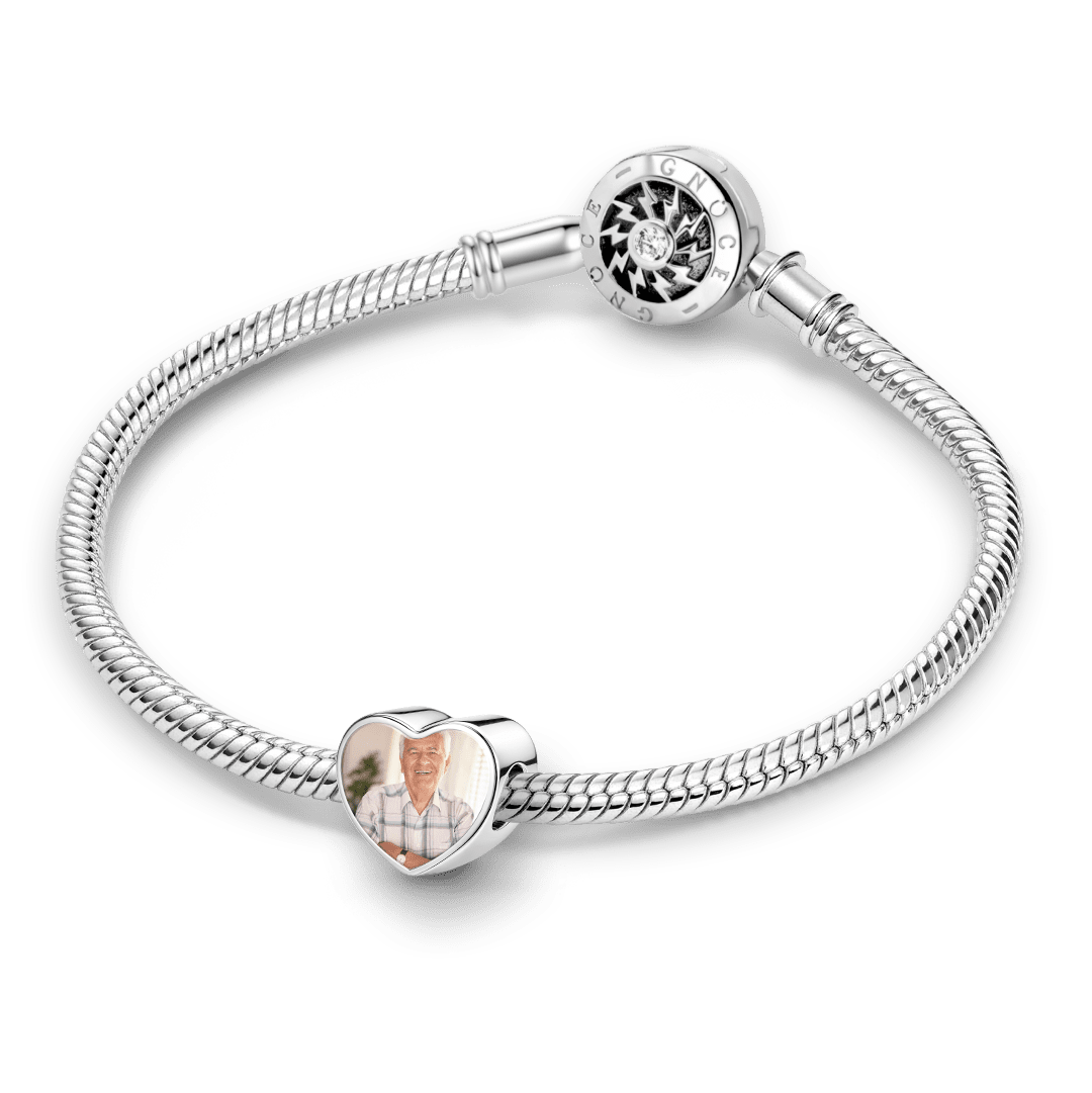 Gnoce Photo Personalized Memorial Heart Bead Stainless Steel_3