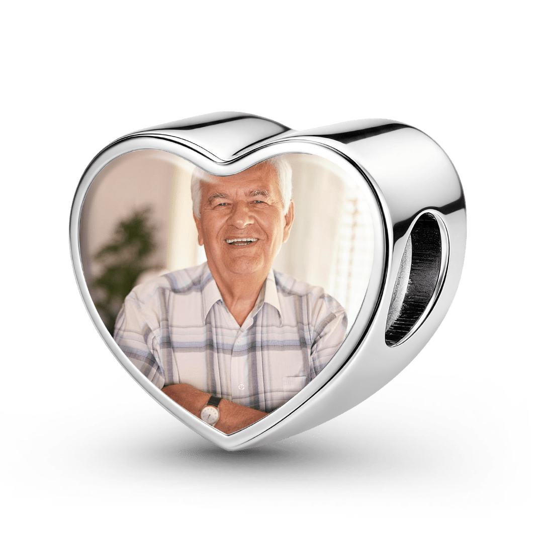 Gnoce Photo Personalized Memorial Heart Bead Stainless Steel_5