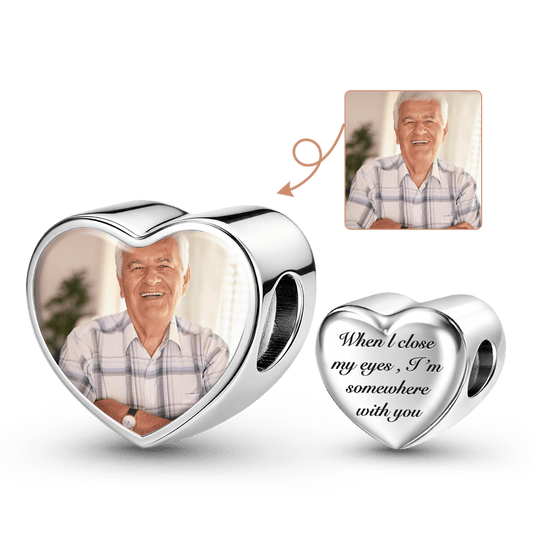Gnoce Photo Personalized Memorial Heart Bead Stainless Steel_1