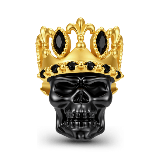 Gnoce King Skull Dangle Charm Black Gold-plated Silver Blend_1
