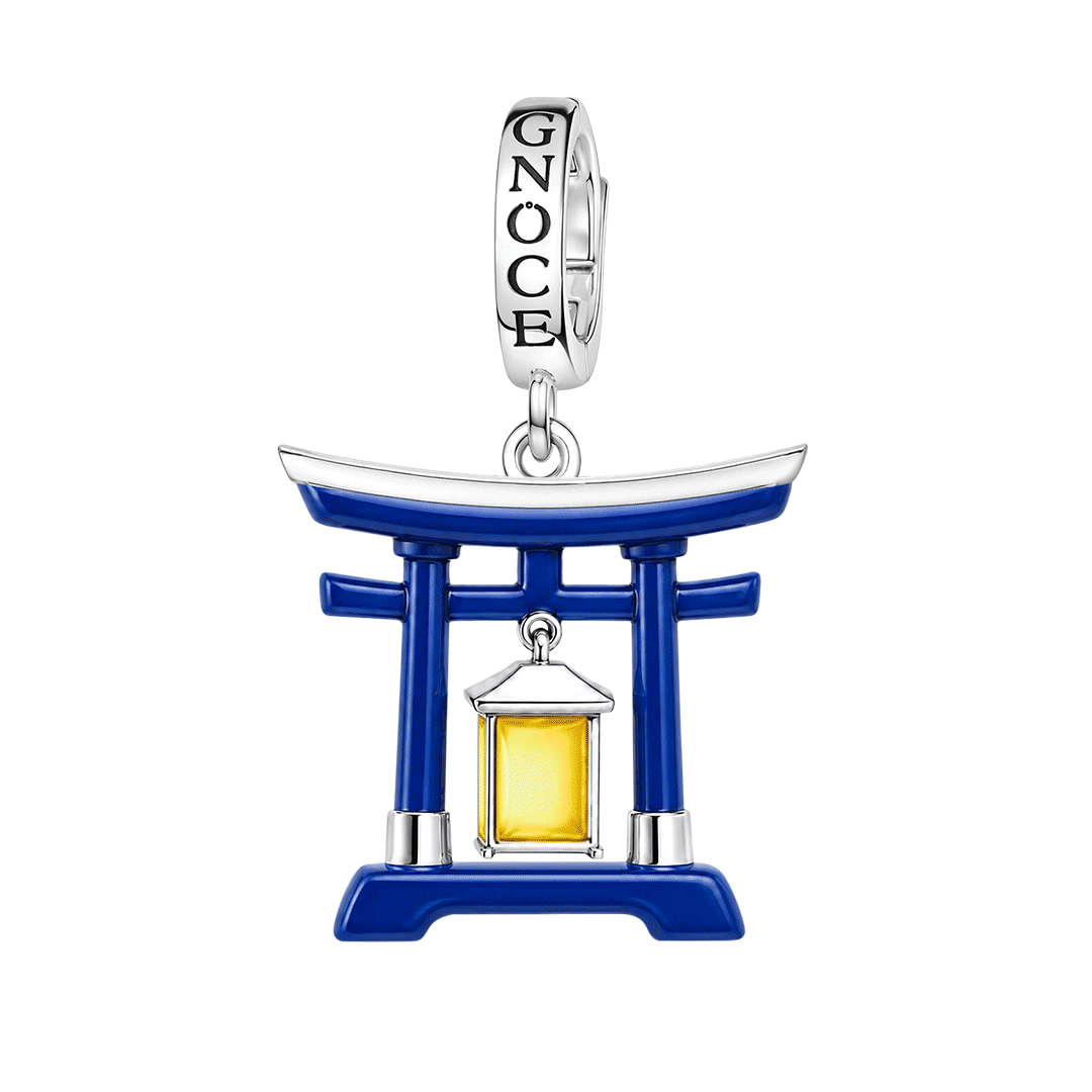 Gnoce Glow In Dark Japanese Torii Gate Lantern Clasp Dangle Charm Platinum-plated Silver Blend_1
