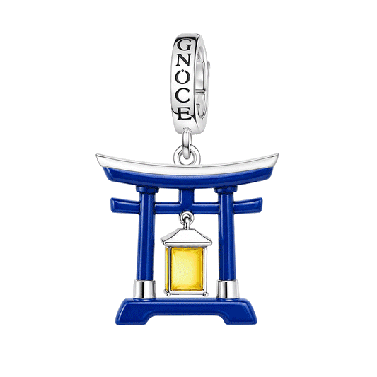 Gnoce Glow In Dark Japanese Torii Gate Lantern Clasp Dangle Charm Platinum-plated Silver Blend_1