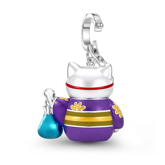Gnoce Glow-in-the-Dark Summer Festival Kimono Cat Clasp Dangle Charm Platinum-plated Silver Blend_7