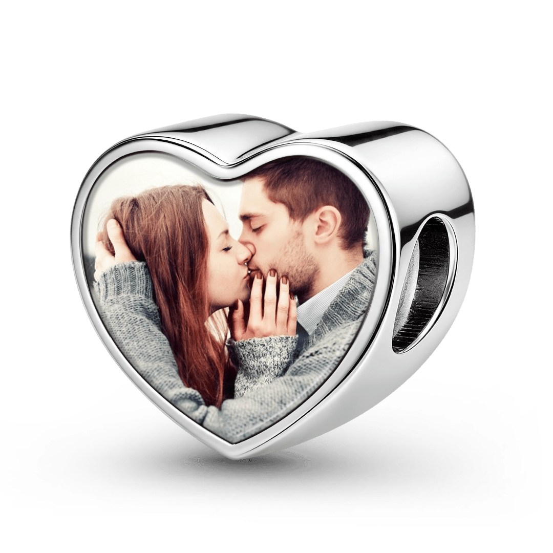 Gnoce Couple Personalized Photo Heart Bead Stainless Steel_4